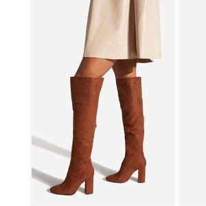 NIB Brown Faux-Suede Boots (Extra Wide Calf)